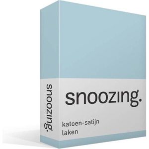 Snoozing - Katoen-satijn - Laken - Lits-jumeaux - 280x300 cm - Hemel