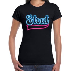 Toppers in Concert 2025 - Bellatio Decorations Verkleed T-shirt dames - Stout - zwart - blauw neon - themafeest fout/goud/stout XS