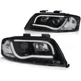 Koplampen met parkeerlicht AUDI A6 06 01-05 04 LED TUBE LIGHTS ZWART