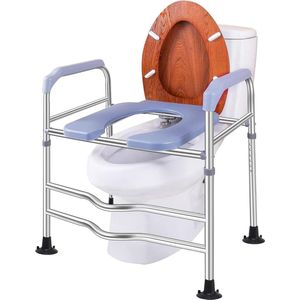 Verhoogde toiletbril 150 kg in hoogte verstelbaar met armleuningen - voor senioren, antislip