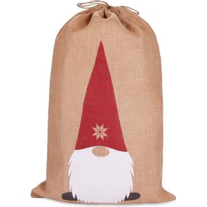 BRUBAKER Kerstmis Tas Kabouter - 80 cm Cadeauzak Kerstmis - Kerstman Jute Zak met Koord voor het Inpakken van Geschenken - Kerstman Kabouter met Baard en Grote Neus