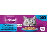 Whiskas 1+ - Kattenvoer Natvoer - Vis in gelei - maaltijdzakjes 80 x 85 g