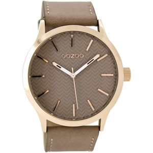 OOZOO Timepieces - Rosé goudkleurige horloge met oud roze leren band - C9016