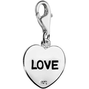 Quiges – 925 - Zilver – Charm - Bedel - Hanger - 3D Hart Love - met – sterling - zilver - karabijnslot - geschikt - voor - Zinzi, Thomas – Sabo - Ti Sento - Bedelarmband HC028