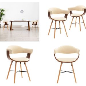 vidaXL Eetkamerstoelen 2 st kunstleer en gebogen hout crème - Eetkamerstoel - Eetkamerstoelen - Keukenstoelen - Keukenstoel