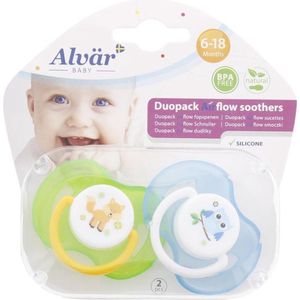 Alvar baby Fopspeen | 6-18 maanden |Natural | BPA free |Orthodontisch | 2 stuks |BPA Vrij | Speen - Duopack Airflow Soothers - Vosje & Uiltje - Fox & Owl