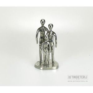 Sculptuur ''Het Gezin'' - Echtpaar met 1 kind - Beeldje familie - klassiek / tinnen huwelijk / 10 jaar getrouwd - Cadeau Vaderdag - Geschenk Moederdag
