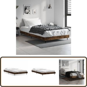 vidaXL Bedframe - Hout - Gerookt Eikenkleur - 90x200 cm Bed Frame - Houten Bed Frame - Bruine Bed Frame - Tweepersoons Bed Frame - Slaapkamer Meubels