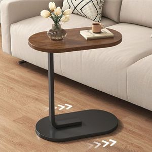 CHIWIN Bijzettafel Woonkamer - Laptoptafel Bijzettafel Kleine - Hoog 60 cm - Banktafel Hout Ovaal - Ruimtebesparend C-vormig Design - Multifunctioneel - Waterbestendig & Makkelijk - voor Bed en Sofa