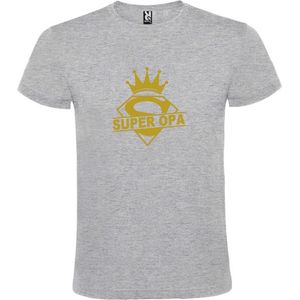 Grijs T shirt met print van ""Super Opa "" print Goud size XXL