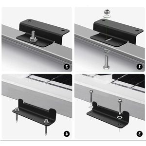 Solar Module Z Holder with Nut/Screws for Boat RV Caravan Roof Mounting - 8 Pieces Black