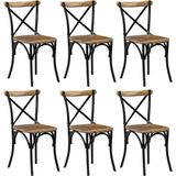 vidaXL Kruisstoelen 6 st massief mangohout zwart
