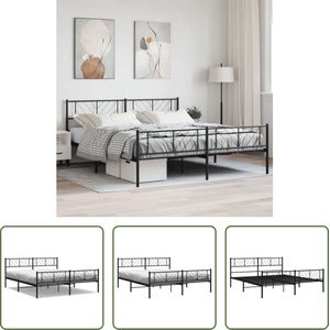 The Living Store Klassiek metalen bedframe - Logeerbed - Robuuste constructie - Metalen latten en poten - Extra opbergruimte - Functioneel hoofd- en voeteneinde - Zwart - 219 x 187 x 90 cm - Matras niet inbegrepen