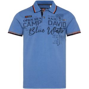 Camp David, Stijlvol Piqué Poloshirt met Opvallende Details - Blauw