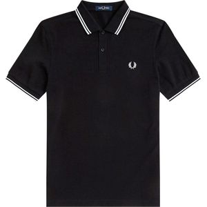 Fred Perry M3600 polo twin tipped shirt - heren polo - Black / White / White - Maat: S