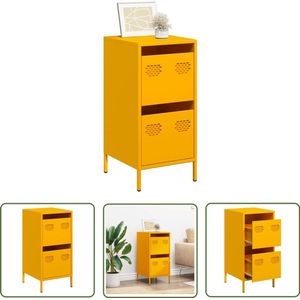 The Living Store Dressoir 35x39x73,5 cm koudgewalst staal mosterdgeel - Dressoir - Commode - Mustard Yellow - Industrieel Design - Metaaldraad
