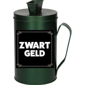 Cadeau/kado zwart geld collectebus groen 18 cm - Cadeauverpakking voor ondernemer/bijklusser/beunhaas - Zwartgeld spaarpot van metaal