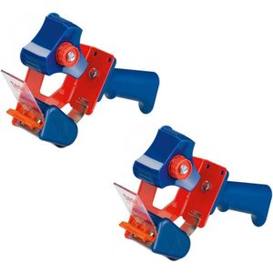 6x stuks Tesa verpakkingstaperollers roldispensers blauw/rood - Klusmateriaal - Verpakkingsmateriaal - Inpakmateriaal - Verpakkingsbenodigdheden - Verpakkingstape rollers/dispensers - Handrollers/handdispensers