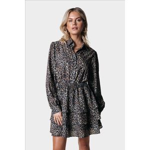 Colourful Rebel Sacha Leopard/Panterprint Ruffle Dress - M