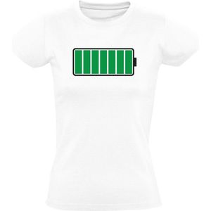 Volle batterij Dames T-shirt - opgeladen - energie - streepjes - stroom