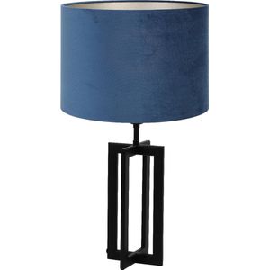 Light & Living Tafellamp Mace/Velours - Zwart/Blauw - Ø30x56cm - Tafellamp met kap