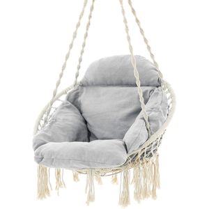 Hangstoel cocoon Scandinavische stijl - Hangstoel met dik kussen - Tot 120 kg belastbaar - Tuin balkon woonkamer terras - Modern beige-grijs GDC042G01 hangstoel cocoon