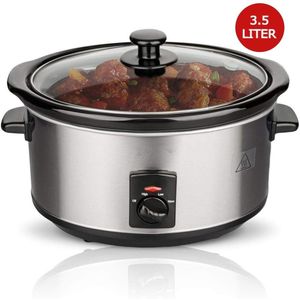 Royalty Line® SLC1012 Slowcooker - 3.5 Liter - Met Uitneembare Keramische Binnenpan - PFAS Vrij - 240W - Warmhoudfunctie - RVS