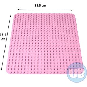 Uniblocks | Grote bouwplaat lichtroze - 38,5 x 38,5 cm | bouwplaten geschikt voor Duplo | grondplaten 32x24 noppen | | stad | Combineer met DUPLO bouwstenen | bouwblokken