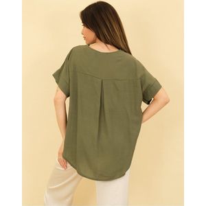 Kleren van A. - Capucine - Oversized asymmetrische blouse - Delina - Kaki - One size