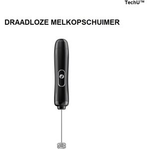 Draadloze Melkopschuimer – Mini Staafmixer RVS – Elektrische Melkopshuimer – Werkt op Batterijen – Melk Opklopper & Roeren & Klutser – Zwart