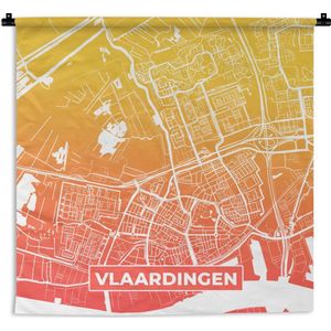 Wandkleed - Wanddoek - Stadskaart - Vlaardingen - Oranje - Geel - 180x180 cm - Wandtapijt - Plattegrond