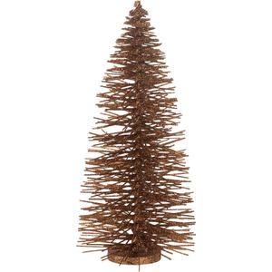 J-Line decoratie Kerstboom Glitter - hout - bruin - medium