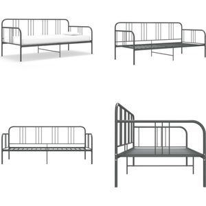 vidaXL Slaapbankframe metaal grijs 90x200 cm - Bedbankframe - Bedbankframes - Slaapbankframe - Slaapbankframes