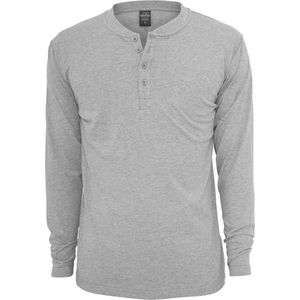 Urban Classics - Basic Henley Longsleeve shirt - XS - Grijs