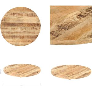 vidaXL Tafelblad rond 25-27 mm 80 cm massief mangohout - Tafelblad - Tafelbladen - Houten Tafelblad - Massief Houten Tafelblad