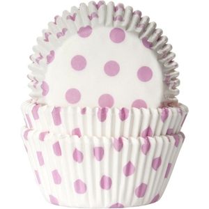 House of Marie Cupcake Vormpjes - Baking Cups - Stip Wit/Baby Roze - pk/50