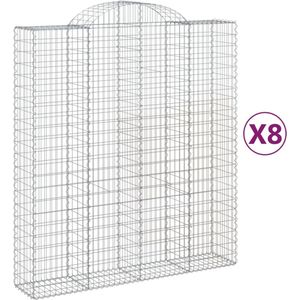 vidaXL - Schanskorven - 8 - st - gewelfd - 200x50x220/240 - cm - ijzer