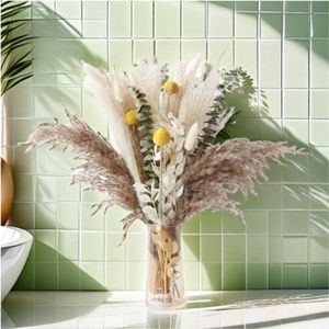 10 Stuks Grote Pampaskruiden XXL - Droogbloemen - Boho Decoratie - Bruiloft Woonkamerdecoratie - 45 Cm - 60 Cm - Natuurlijke Sfeervolle Bloemen