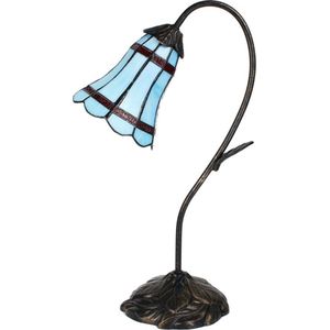 Tiffany Tafellamp 48 cm Blauw Glas Tiffany Bureaulamp Tiffany Lampen Glas in Lood