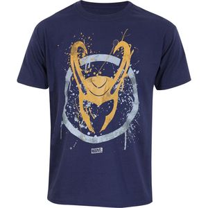 T-Shirt met Korte Mouwen Marvel Splatter Logo Blauw Uniseks - L