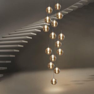 NETTLIFE Hanglamp - G9 - 15-Lichts - Amber - glas - in hoogte verstelbare - eettafel hanglamp - moderne kroonluchter - woonkamer - hal - excl. lichtbron
