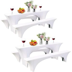 Goodivery ® Elastische Tafelhoes Set voor Bierbanken - 3-Delig, Perfect voor Feestjes en Evenementen
