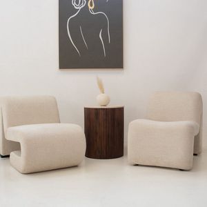 Bijzettafel Davi Marmer Donkerbruin Rond 45cm - Giga Meubel