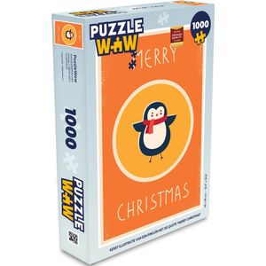 Puzzel Dieren - Kerst - Quotes - Pinguïn - Merry christmas - Legpuzzel - Puzzel 1000 stukjes volwassenen - Kerst - Cadeau - Kerstcadeau voor mannen, vrouwen en kinderen