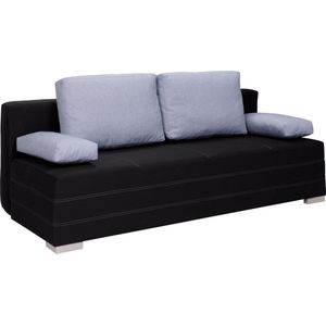 Slaapbank Iwa - Sleepking - Sofa Bed - Met Opbergruimte - 3-zits – Uitklapbaar tot tweepersoonsbed - breedte 196 cm - Zwart + Grijs - Maxi Maja