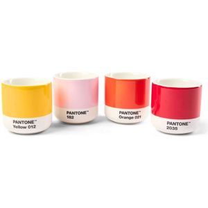 Copenhagen Design - Macchiatobeker 100 ml Giftbox Set van 4 Stuks - Yellow/Red/Orange/Light Pink - Porselein - Multicolor