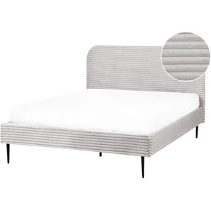 FLAYAT - Tweepersoonsbed - Lichtgrijs - 140 x 200 cm - Corduroy