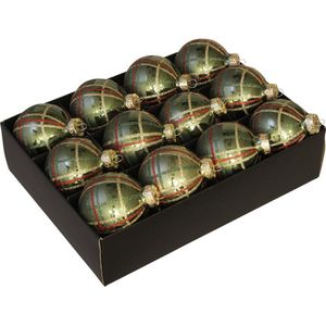 Luxe decoratieve glazen kerstbal - 12 stuks