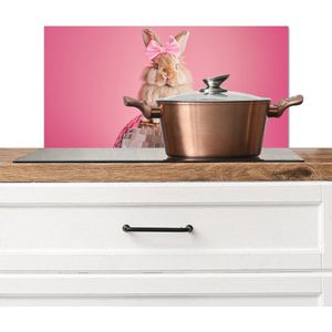 Spatscherm keuken 70x30 cm - Kookplaat achterwand Strik - Discobal - Konijn - Muurbeschermer - Spatwand fornuis - Hoogwaardig aluminium