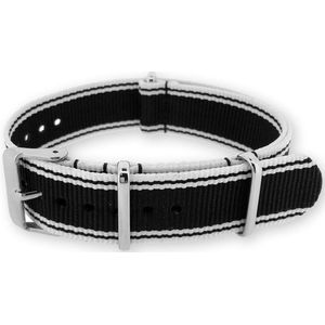 NATO Horlogeband G10 Military Nylon Strap Selvedge Wit Zwart 18mm